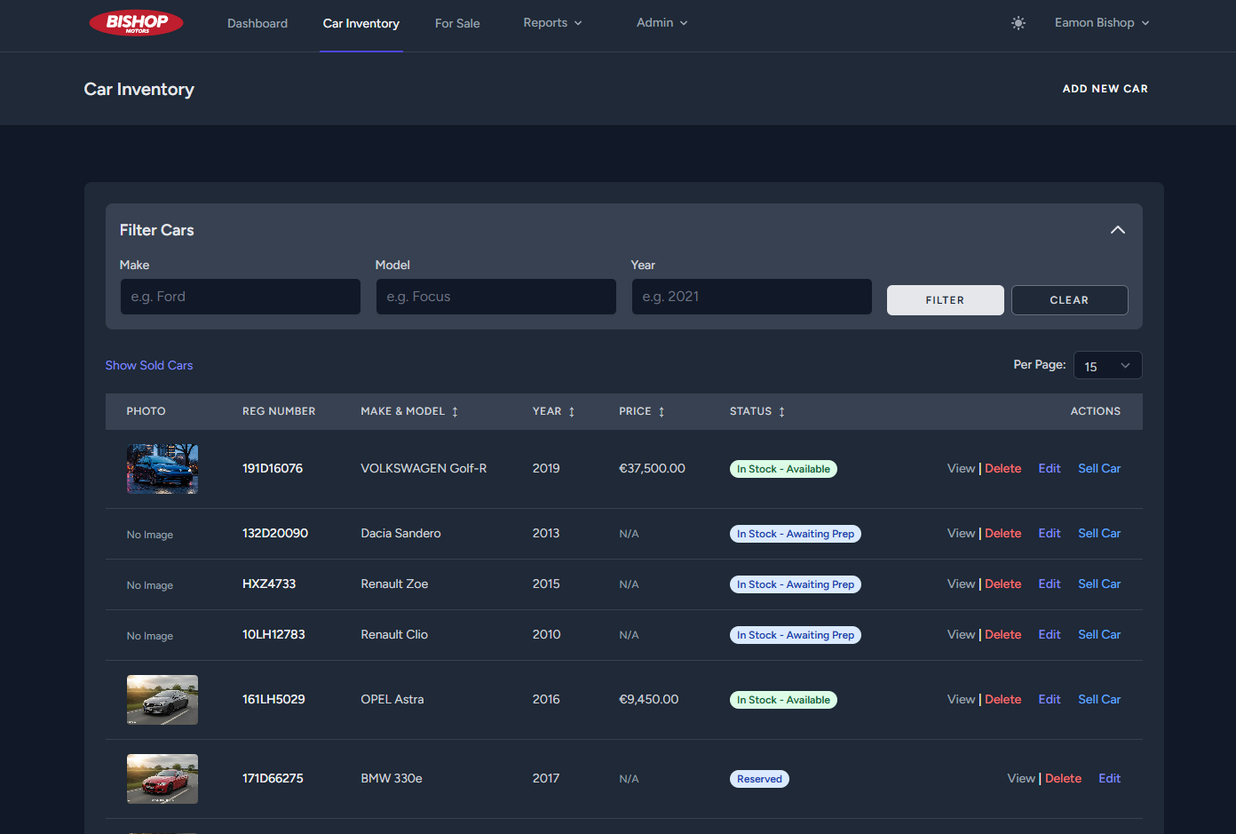 Bishop Sales - Car Inventory