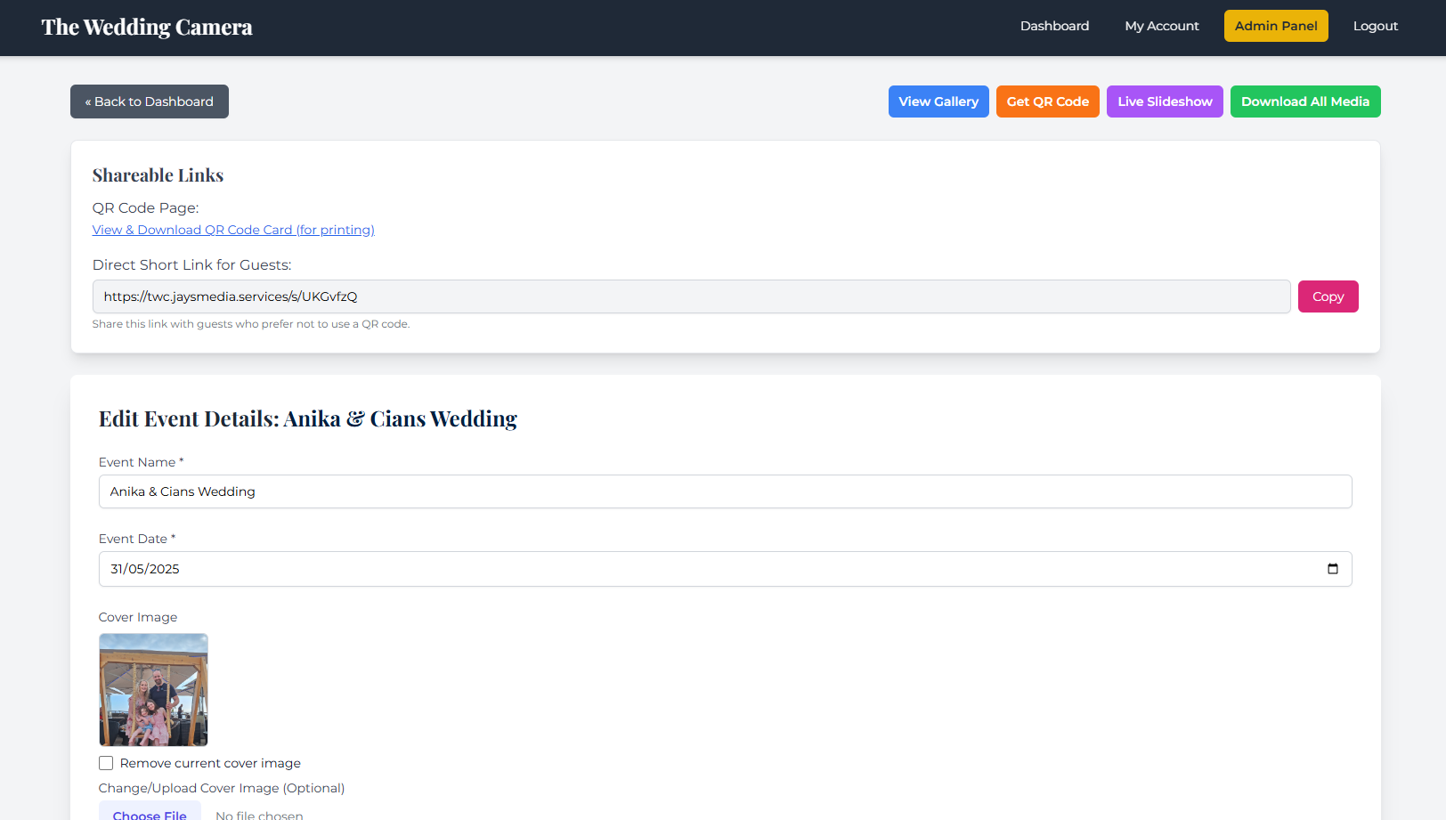 The Wedding Camera - Event Details